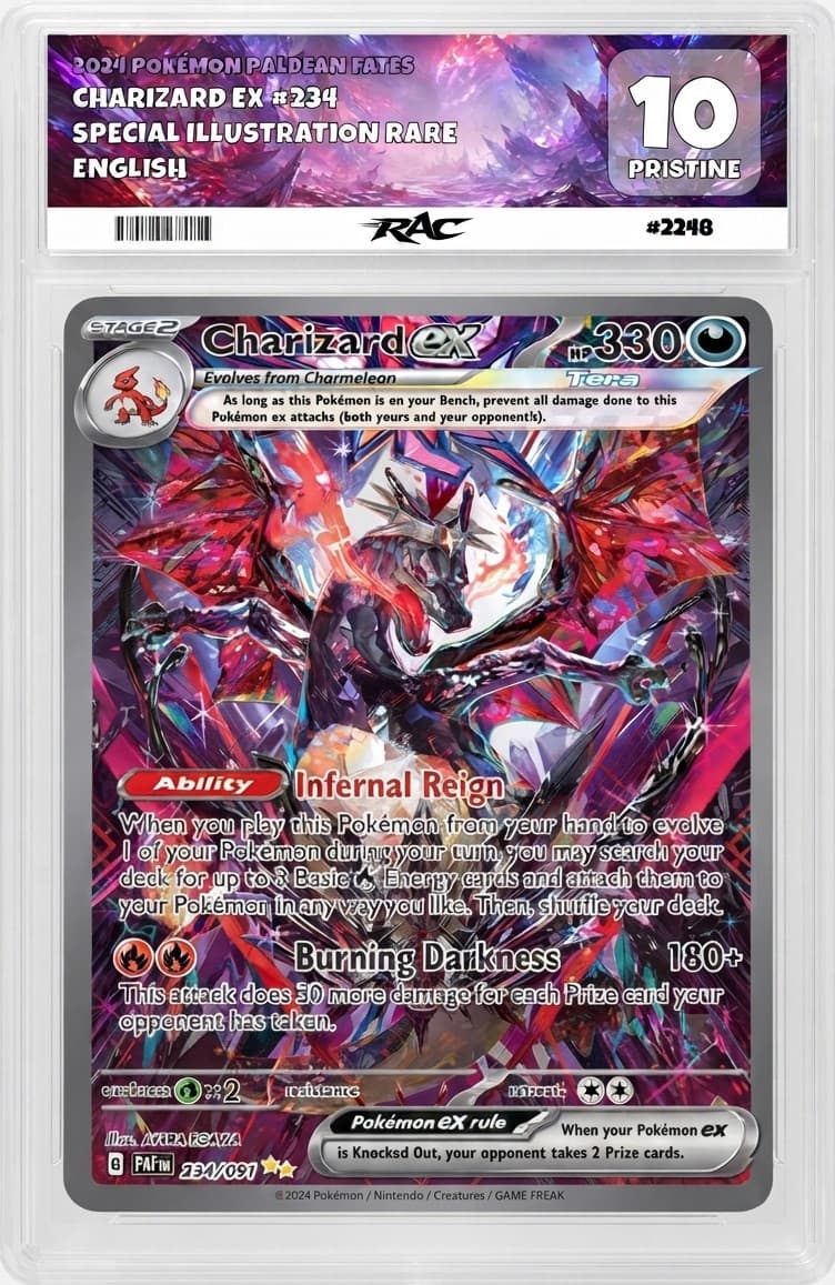 Graded Charizard ex trading card, Pristine 10, Special Illustration Rare
